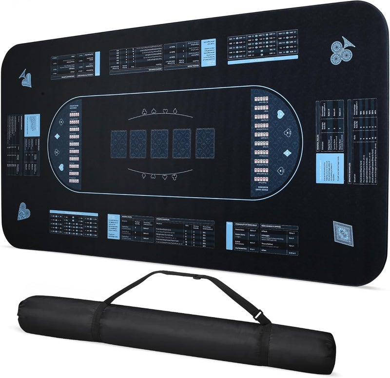 RUNNING HOT Exclusive Pro Poker Mat: 70" x 35", Anti-Slip, Durable, Foldable Design with Poker Probability Guide - Ideal for Casino Games, Carrying Bag Included - Image 1